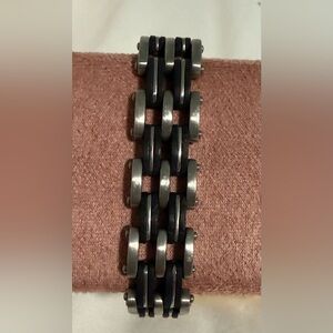 Bracelet Men’s Silpada Vintage Stainless Steal and black chain link!